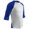CHAMPRO boys 3/4 Polyester Complete Game 3 4 Sleeve Youth Baseball Shirt, White, Royal Sleeve, Large US view 1