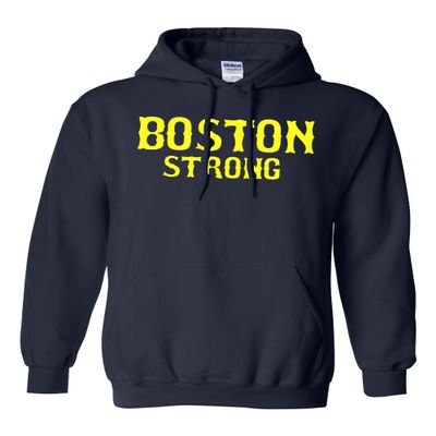 Boston Strong Adult Hoodie Sweatshirt (XX-Large, Navy w/Yellow)