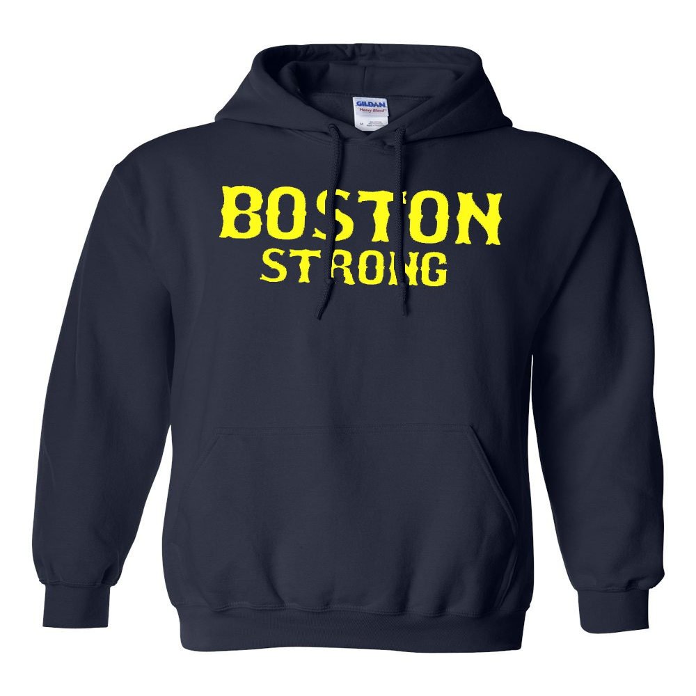Boston Strong Adult Hoodie Sweatshirt (XX-Large, Navy w/Yellow)