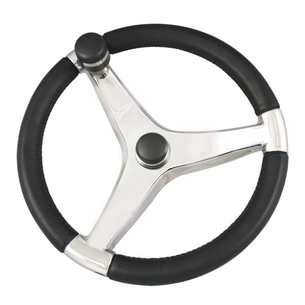 Ongaro Evo Pro 316 Cast Stainless Steel Steering Wheel w/Control Knob - 135" Diameter