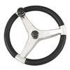 Ongaro Evo Pro 316 Cast Stainless Steel Steering Wheel w/Control Knob - 135" Diameter view 1