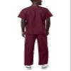 Adar Durable Unisex Scrubs Set - Classic V-Neck Scrub Top & Drawstring Scrub Pants For Men & Women - 701 - Burgundy - XXS view 2
