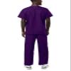 Adar Durable Unisex Scrubs Set - Classic V-Neck Scrub Top & Drawstring Scrub Pants For Men & Women - 701 - Purple - L view 2