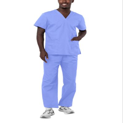Adar Durable Unisex Scrubs Set - Classic V-Neck Scrub Top & Drawstring Scrub Pants For Men & Women - 701 - Ceil Blue - 4X