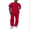Adar Durable Unisex Scrubs Set - Classic V-Neck Scrub Top & Drawstring Scrub Pants For Men & Women - 701 - Red - XXS view 1