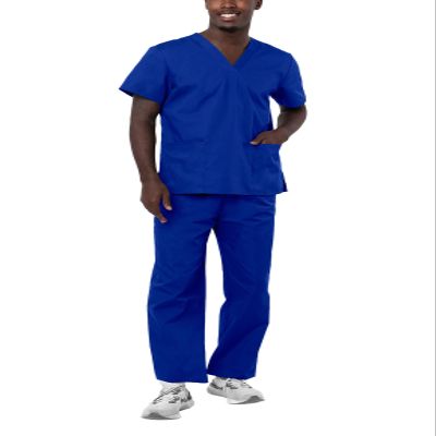 Adar Durable Unisex Scrubs Set - Classic V-Neck Scrub Top & Drawstring Scrub Pants For Men & Women - 701 - Royal Blue - 4X