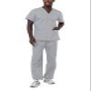 Adar Durable Unisex Scrubs Set - Classic V-Neck Scrub Top & Drawstring Scrub Pants For Men & Women - 701 - Silver Gray - 2X view 1