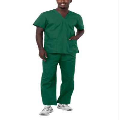 Adar Durable Unisex Scrubs Set - Classic V-Neck Scrub Top & Drawstring Scrub Pants For Men & Women - 701 - Hunter Green - L