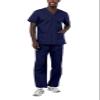 Adar Durable Unisex Scrubs Set - Classic V-Neck Scrub Top & Drawstring Scrub Pants For Men & Women - 701 - Navy - XS view 1