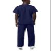 Adar Durable Unisex Scrubs Set - Classic V-Neck Scrub Top & Drawstring Scrub Pants For Men & Women - 701 - Navy - XS view 2