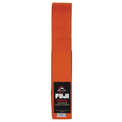 FUJI Kids Brazilian Jiu Jitsu Belt with Rank Bar, BJJ Belt for Children, Orange, Size A4