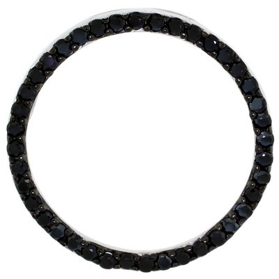 Sterling Silver Floating Circle Micro Pave CZ Pendant Black Rhodium Finish, 7/8 inch in Diameter