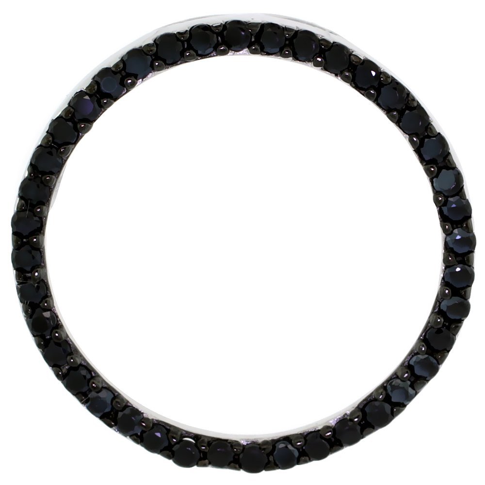 Sterling Silver Floating Circle Micro Pave CZ Pendant Black Rhodium Finish, 7/8 inch in Diameter
