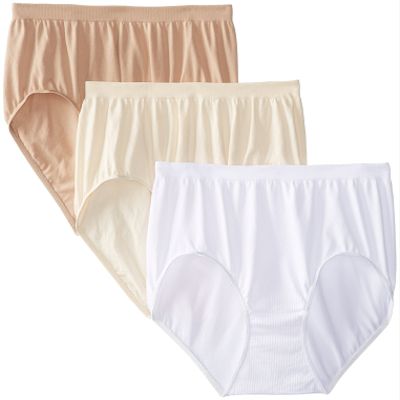 Bali Women's 3 Pack Comfort Revolution Brief Panty, White/Nude/Light Beige, 8/9