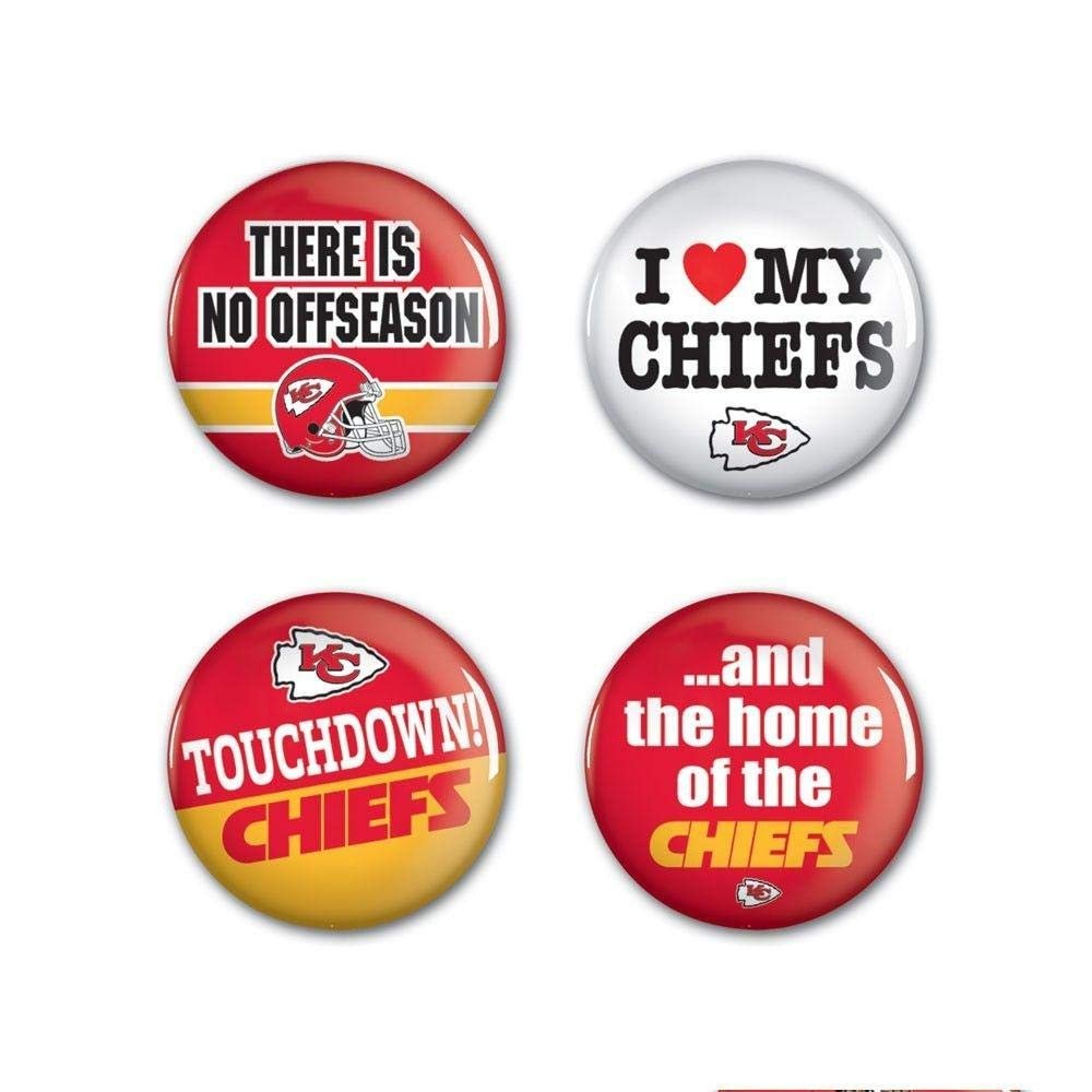 NFL Kansas City Chiefs Round Button (4 Pack), 1 1/4"