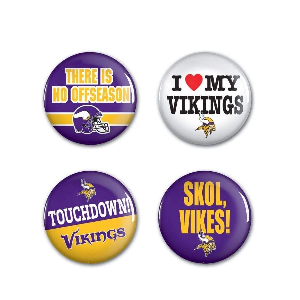 NFL Minnesota Vikings Round Button (4 Pack), 1 1/4"