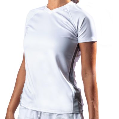 Kanu Surf Women's UPF 50+ Short Sleeved Active Swim Shirt Rashguard & Workout Top, White/Grey, Medium