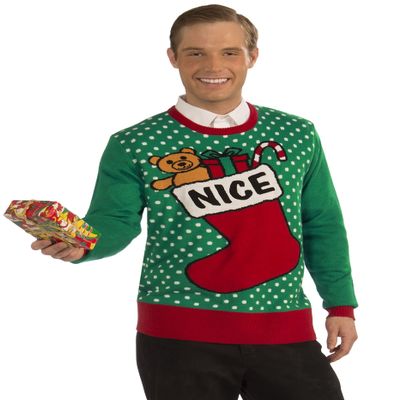 Forum Novelties Adult Extra Large Nice Stocking Ugly Christmas Sweater, Multi, X-Large