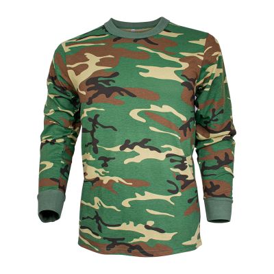 Fox Outdoor Products Long Sleeve T-Shirt, Woodland Camo, X-Large