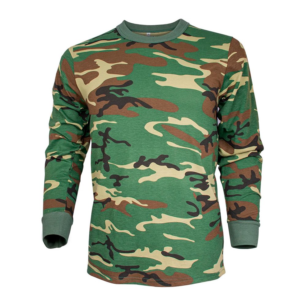 Fox Outdoor Products Long Sleeve T-Shirt, Woodland Camo, X-Large