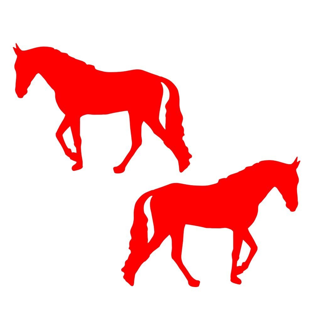 2X Reflective Decal Sticker Tennessee WalkerTrotter Horse Facing Each Direction, Great On Horse Trailer, Truck, Car, Tack Box Or Equipment Approx 5 Inch Tall in Red