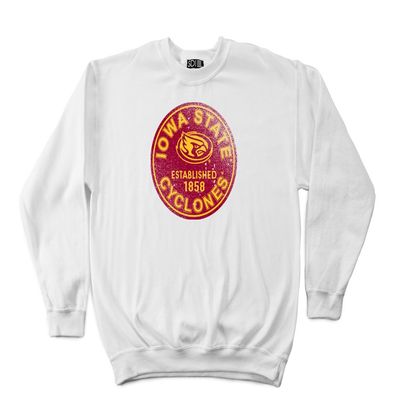 Iowa State Cyclones 50/50 Blended 8-Ounce Vintage Circle Crewneck Sweatshirt, X-Large, White