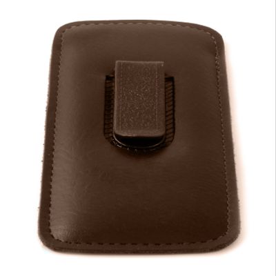 Calabria Slim Eye Glasses Case w/Clip Soft Faux Leather Brown Men Women Eyeglass Pouch Slip-In Eyewear Sunglass Storage Bag
