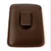Calabria Slim Eye Glasses Case w/Clip Soft Faux Leather Brown Men Women Eyeglass Pouch Slip-In Eyewear Sunglass Storage Bag view 1