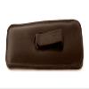 Calabria Slim Eye Glasses Case w/Clip Soft Faux Leather Brown Men Women Eyeglass Pouch Slip-In Eyewear Sunglass Storage Bag view 2