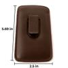 Calabria Slim Eye Glasses Case w/Clip Soft Faux Leather Brown Men Women Eyeglass Pouch Slip-In Eyewear Sunglass Storage Bag view 3