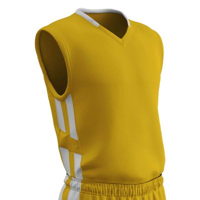 Champro Men's Standard Muscle Basketball Jersey, Gold, White, Adult Small
