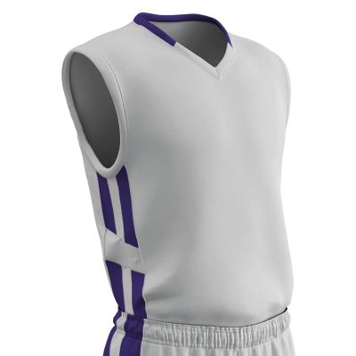 Champro Muscle Dri Gear Polyester Basketball Jersey, Youth Large, White, Purple