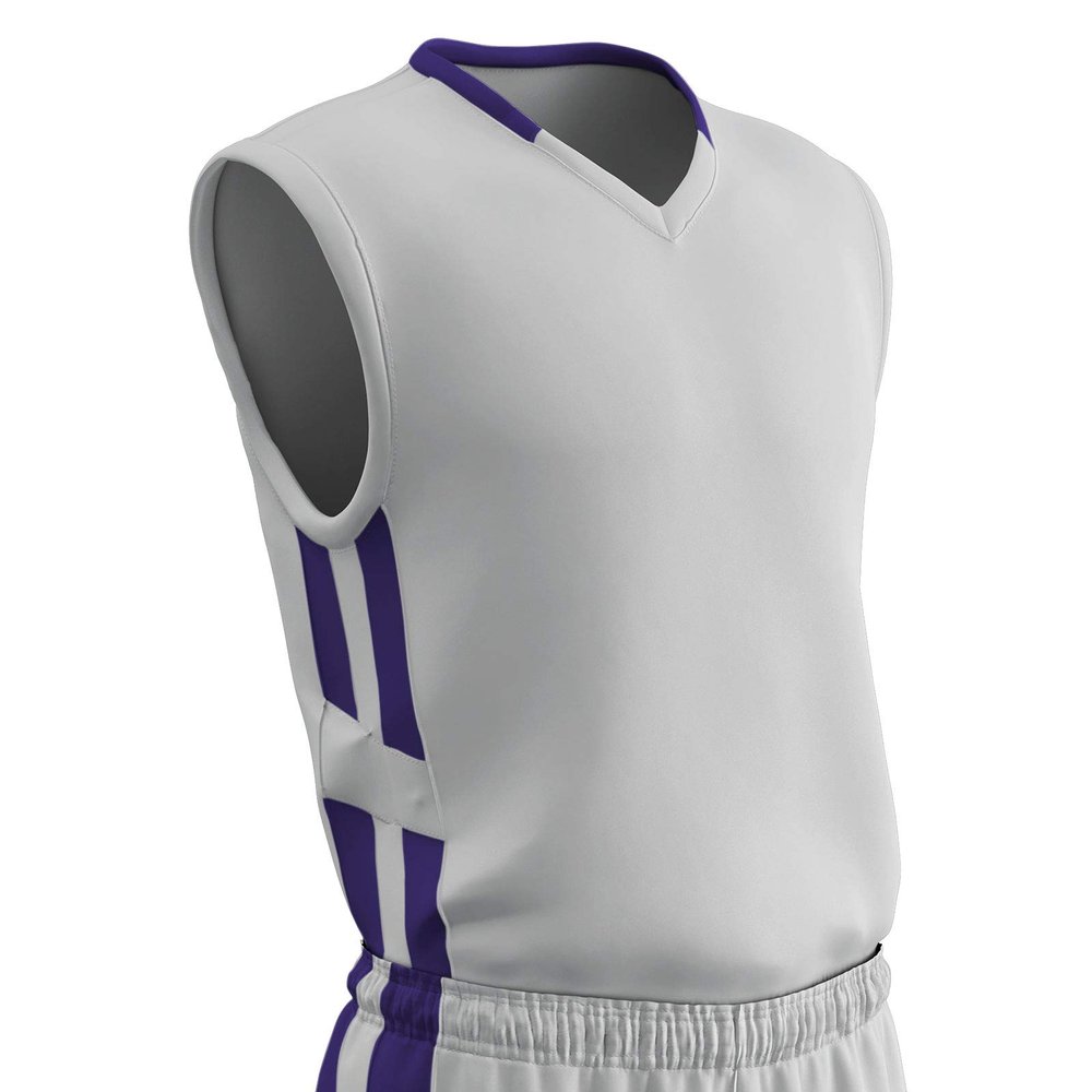 Champro Muscle Dri Gear Polyester Basketball Jersey, Youth Large, White, Purple