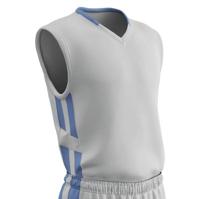 Champro Men's Standard Muscle Basketball Jersey, White, Light Blue, Adult X-Large