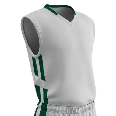 Champro Men's Standard Muscle Basketball Jersey, White, Forest Green, Adult 3X-Large