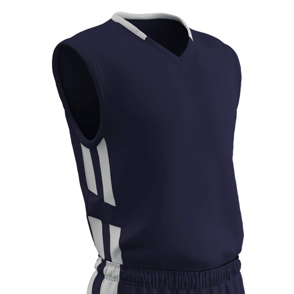 Champro Unisex-Youth Muscle Basketball Jersey, Navy, White, Youth Medium