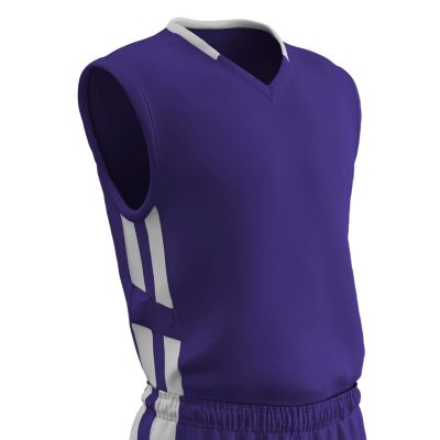Champro Men's Standard Muscle Basketball Jersey, Purple, White, Adult Medium
