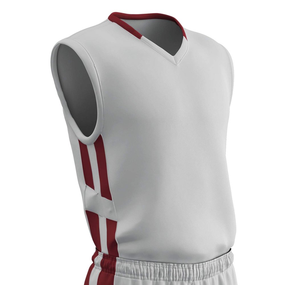Champro Muscle Dri Gear Polyester Basketball Jersey, Youth Small, White, Cardinal