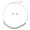 Topwholesalejewel Silver Crystal Rhinestone Heart Shape Stud Earrings & Heart Line Necklace Jewelry Set view 1
