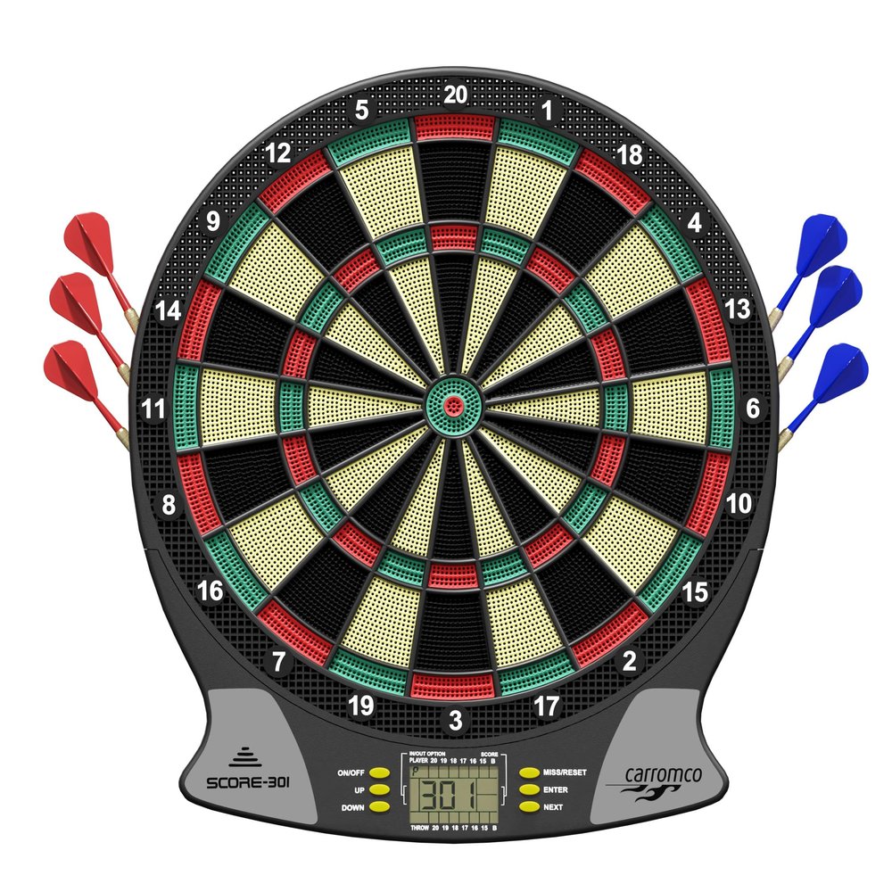 Carromco Electronic Dart Board Score 2nd Generation 92016 Unisex Adult, Black, Red, Green, Yellow