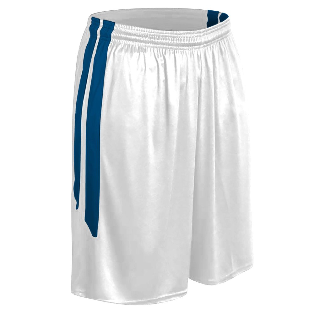 Champro Dri Gear Muscle Polyester Basketball Short, Adult Large, White, Royal