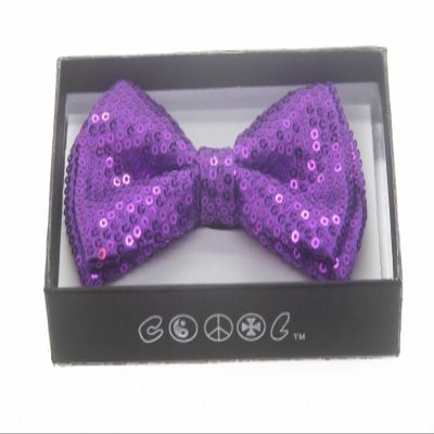 NEW Tuxedo Classic BowTie Sequin Neckwear Adjustable Unisex Bow Tie (Purple)