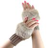 Women Girls Soft Wool Knit Faux Fur Winter Fingerless Gloves Cold Weather Mitten Arm Hand Warmer, Long/Medium/Short Sleeve view 2