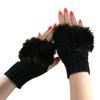Women Girls Soft Wool Knit Faux Fur Winter Fingerless Gloves Cold Weather Mitten Arm Hand Warmer, Long/Medium/Short Sleeve view 1