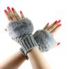 Women Girls Soft Wool Knit Faux Fur Winter Fingerless Gloves Cold Weather Mitten Arm Hand Warmer, Long/Medium/Short Sleeve view 1