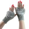 Women Girls Soft Wool Knit Faux Fur Winter Fingerless Gloves Cold Weather Mitten Arm Hand Warmer, Long/Medium/Short Sleeve view 2
