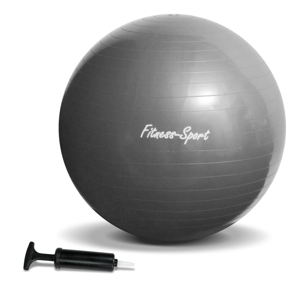 JOM Car Parts & Car Hifi GmbH 127165 Exercise Ball, fitness ball, sitting ball for fitness and sports, up to 300 kg, pump included, size S, 65 cm (non-blown up), silver grey
