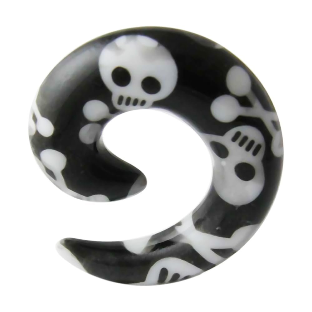 1 Piece of 10mm Fancy Skull UV Acrylic Spiral Tapers - Expander - Stretching - Gauge Ear Plug Body Piercing Jewelry