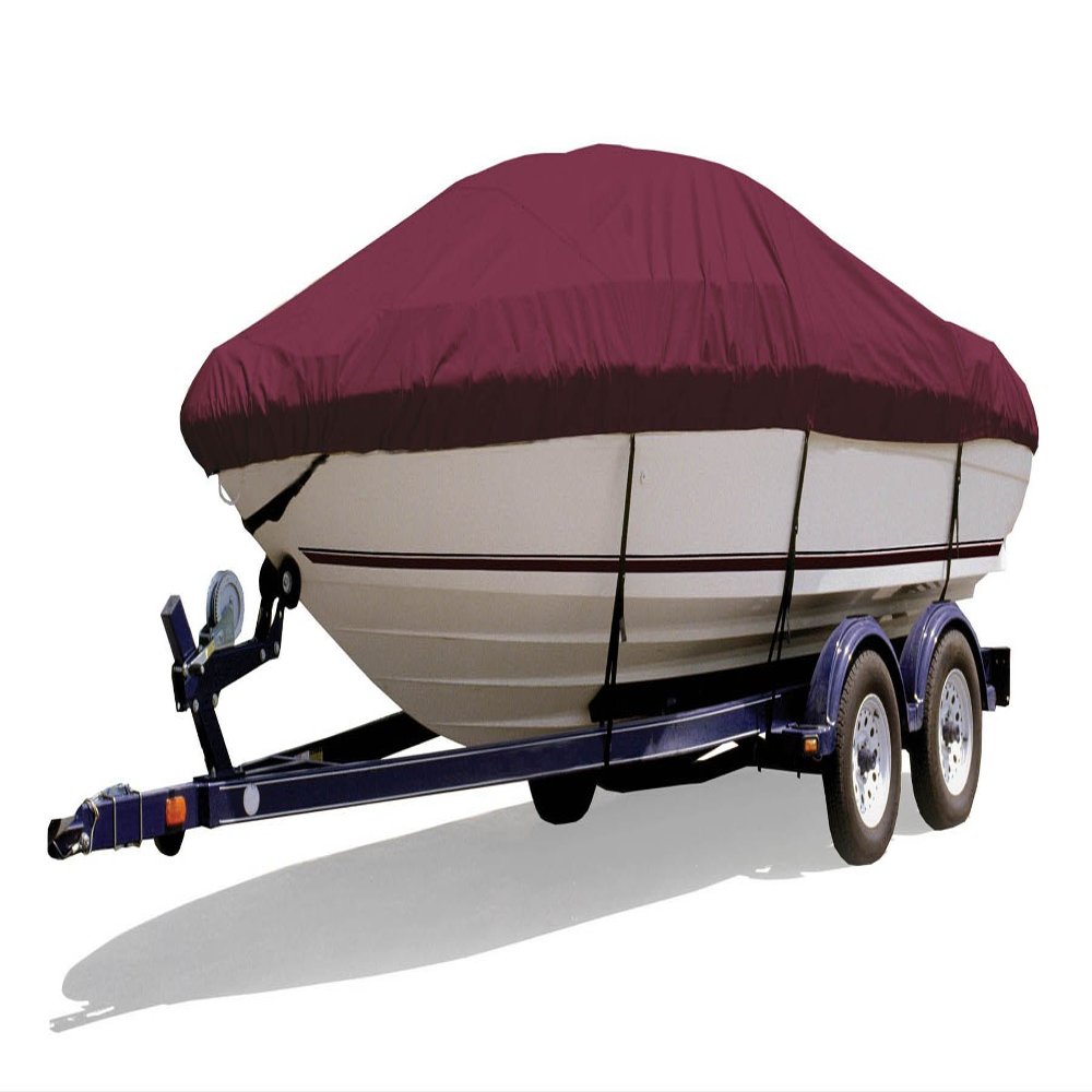 Survivor Marine Products Boat Cover for Euro V-Hull Runabout Boat with Wakeboard Tower (Outboard Engine), Cranberry, 21-Feet 5-Inch - 22-Feet 4-Inch Length Overall x 102-Inch Beam Width