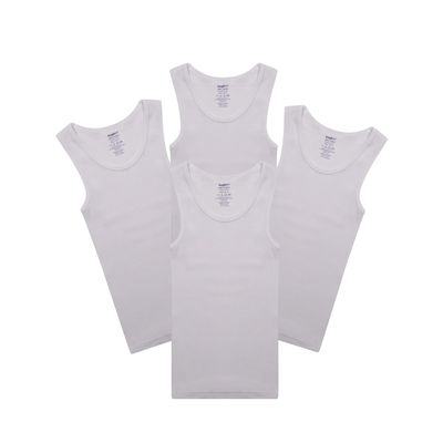 Buyless Fashion Boys Scoop Neck Tagless Undershirts Soft Cotton Tank Top (4 Pack) 2-3 White